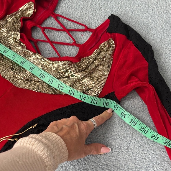 Red and Black Jumpsuit with Gold Accents - Picture 11 of 16